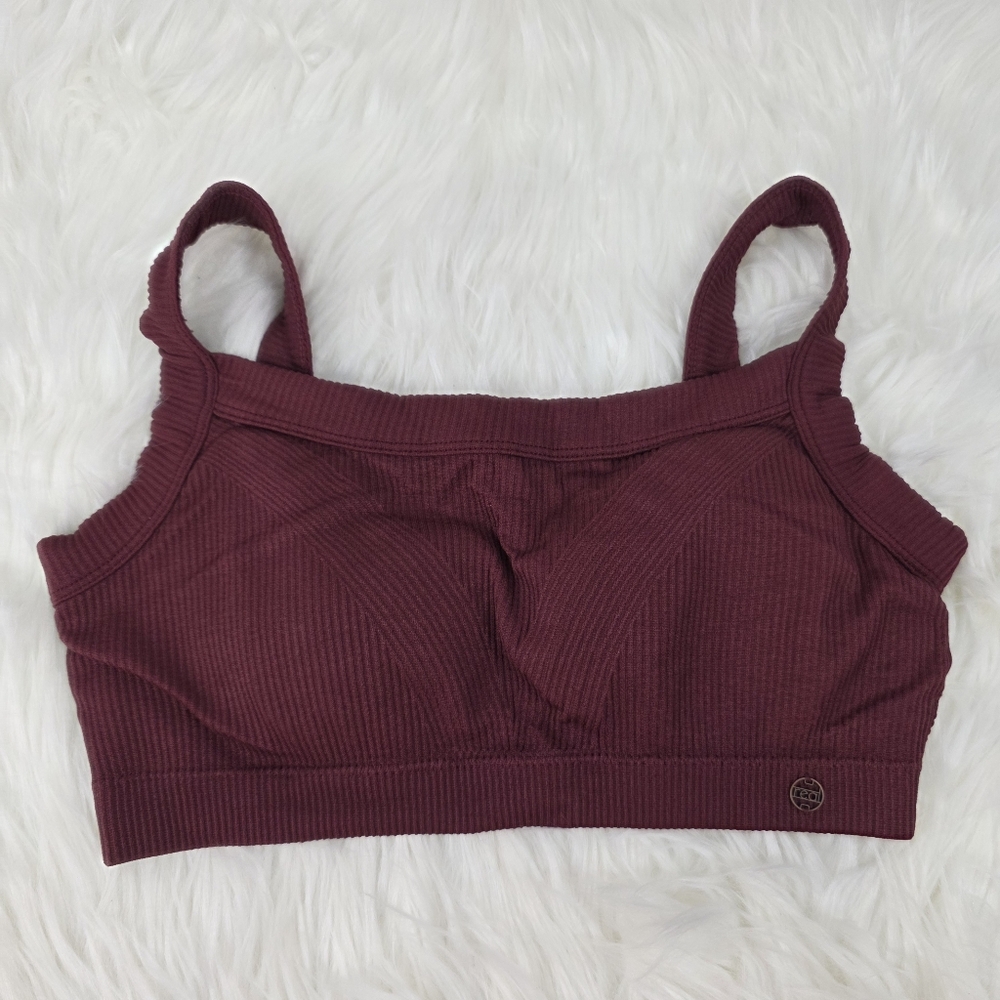 Comfort By Real Women's Ribbed Burgundy Padded Bralette